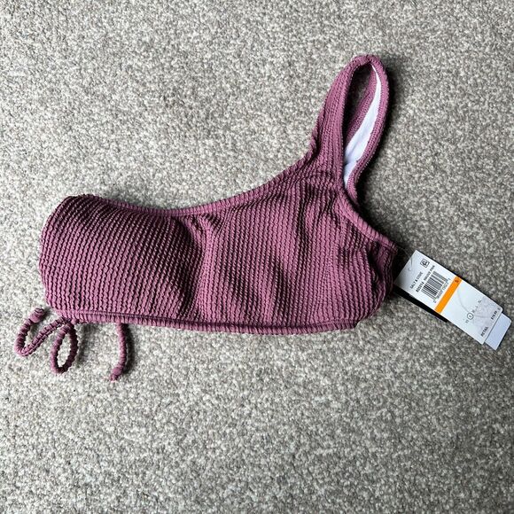 Salt and Cove Swim Bikini Womens Bandeau One Shoulder Ribbed textured sz S Small - Picture 2 of 7